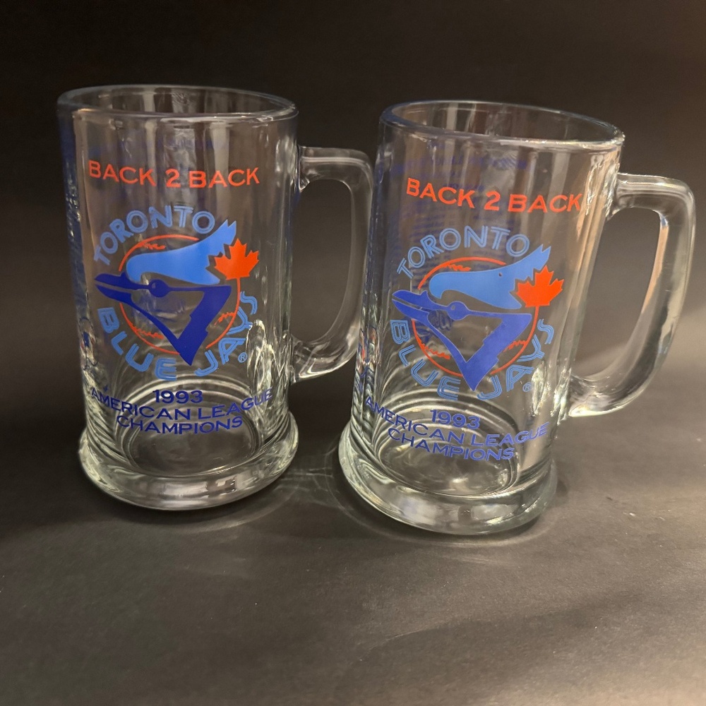 Vtg  1993 Toronto Blue Jays World Series Beer Mugs BACK 2 BACK Champion roaster